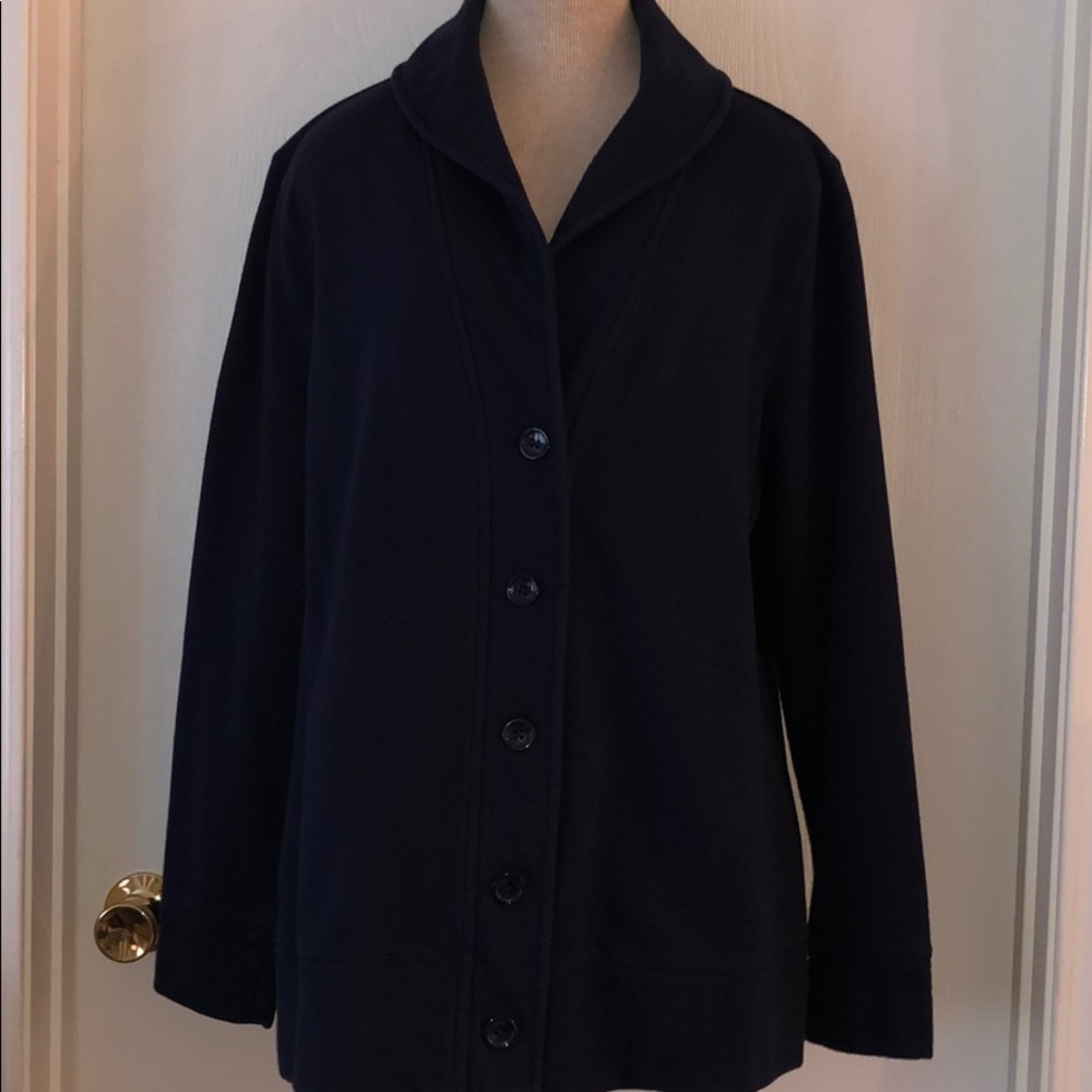 Navy blue coat sweatshirtlike material